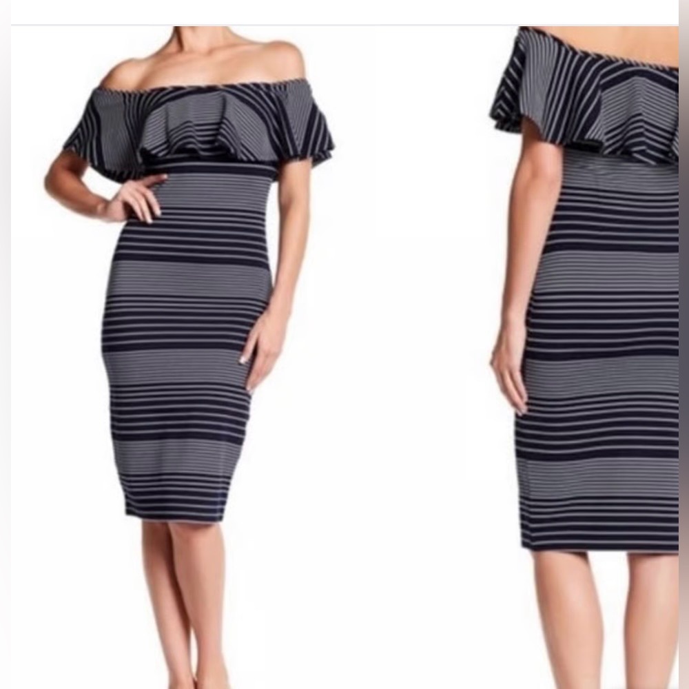 Couture Black and White Midi Dress NWOT